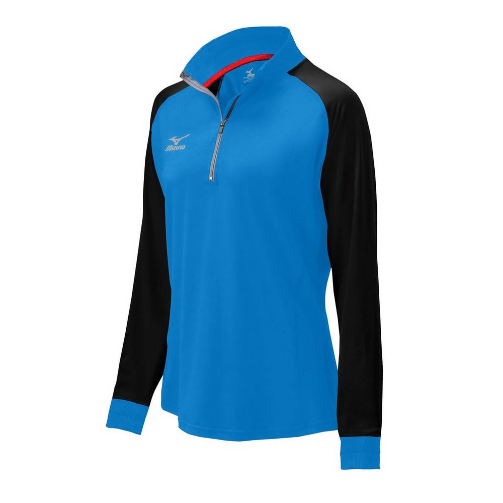 Womens Mizuno Prime 1/2 Zip Volleyball Jacket Blue/Black Philippines (UEFKQR917)